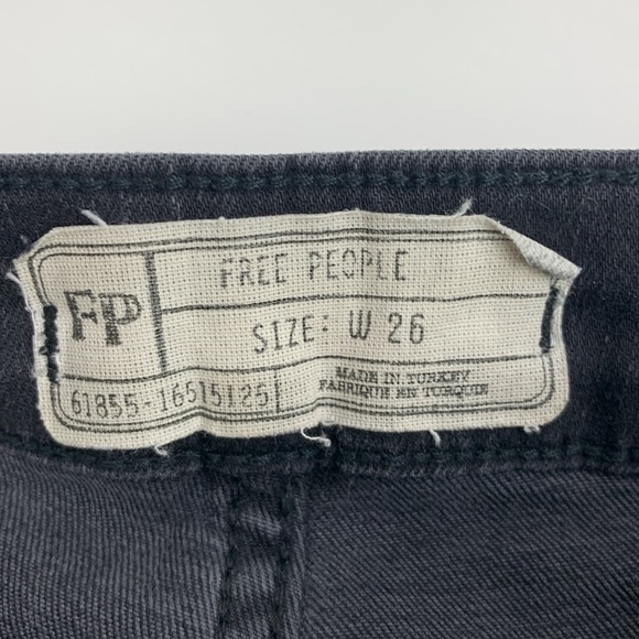 Free People Lace up Skinny Pants Jeans Faded Black Size 26 with stretch FP Boho - Picture 7 of 14
